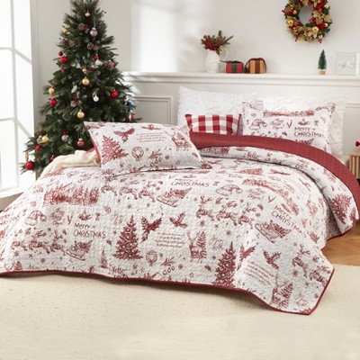 3Pcs Christmas Quilt Bedding Set