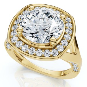 Pompeii3 Certified 3 5/8Ct Cushion Halo Diamond Engagement Ring 14k Gold Lab Created F/VS - Size 6.5 - 1 of 4