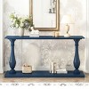 63" Pine Console Table,Rectangular Double Layer Sofa Table with Vase-Shaped Legs,Vintage Wood Grain Entryway Table for Living Room-Coolbibila - 2 of 4