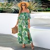 Women's Green & Orange Tropical Floral Off-Shoulder Flounce Bodice Maxi Dress - Cupshe - 2 of 4