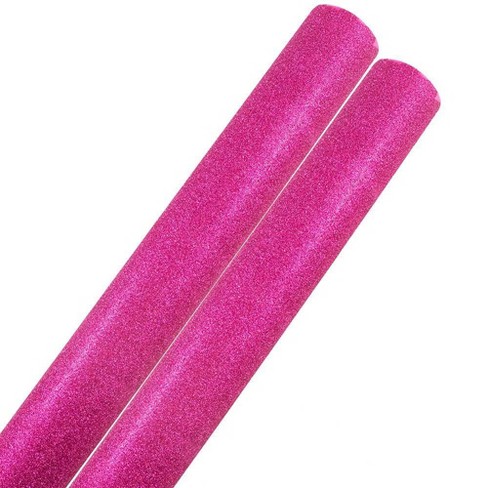 Jam Paper Fuchsia Glitter Gift Wrapping Paper Roll - 2 Packs Of 25