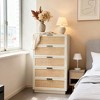 Antique White Rattan 5-Drawer Dresser, 46.7" Tall Chest with Metal Handles for Bedroom, Living Room, or Nursery Storage - 4 of 4
