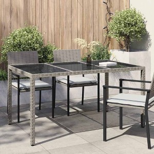 Garden Dining Table Gray 59.1" x 35.4" x 29.5" Poly rattan - 1 of 4