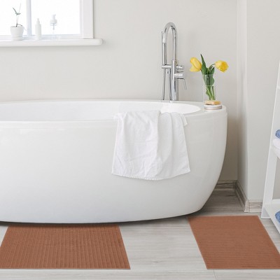 Brown Eco-Friendly Cotton Textured Bath Mat Set