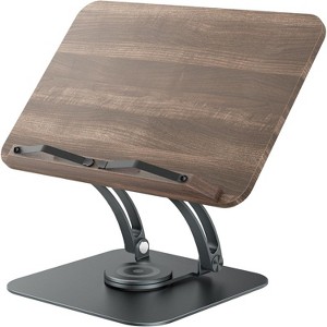 Book Stand for Reading, Adjustable Holder with 360° Swivel Base, Foldable for Music Scores, Recipe, Tablet, Gray - 1 of 4