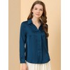 INSPIRE CHIC Women's Elegant V Neck Long Sleeve Office Work Satin Shirt - 2 of 4