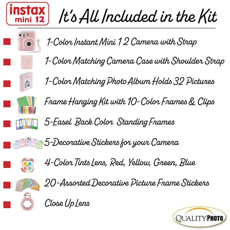 Fujifilm Instax Mini 12 Instant Camera with Case Decoration Stickers Frames Photo Album and More Accessory kit, 3 of 9