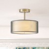 Modern Semi Flush Mount Ceiling Light with Brushed Nickel Base and Drum Fabric Shade for Bedroom - 2 of 4