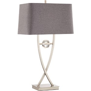 Pacific Coast Lighting Acrylic Ball 32" Tall Open Frame Large Modern End Table Lamp Silver Brushed Nickel Finish Metal Single Living Room Bedroom - 1 of 4