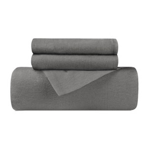 Cotton Flannel Solid or Trellis Heavyweight Duvet Cover Set with Matching Pillow Shams by Blue Nile Mills - 1 of 3