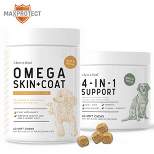 Chew + Heal MaxProtect Omega Skin + Coat, Dog Supplement & Multivitamin, Improve Joints, Digestion, Skin & Fur - 120 Delicious Total Chews