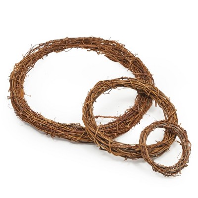 Juvale Set of 3 Grapevine Wreath Forms for DIY Crafts, Plain Twig Branches for Christmas, Holidays, Wedding, Party, Fall Home Decor, 11.5, 7, & 4.5 in
