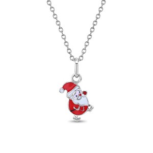 Girls' Christmas Santa Sterling Silver Pendant Necklace - In Season Jewelry - 1 of 4