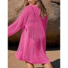 Coolmee Crochet Cardigan for Women Open Front Long Sleeve Boho Oversized Hollow Out Knitted Cardigan - 2 of 3