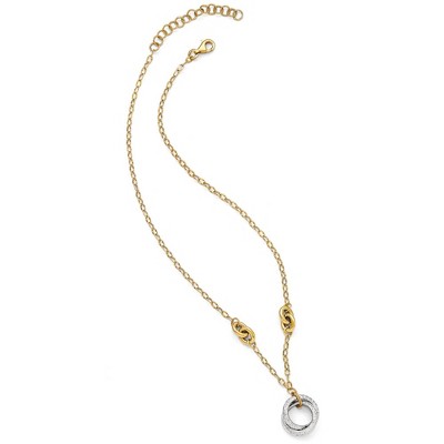 Black Bow Jewelry Italian Hollow Entwined Circle 14k Two Tone Gold Necklace, 16-18 Inch