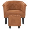vidaXL Brown Faux Leather Tub Chair with Footstool - Modern Seating for Living Room, Bedroom & Home Office - 3 of 4