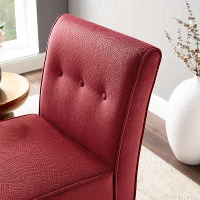 Elegant Coco Slipper Accent Chair in Luxurious Red with Sturdy Wood Frame