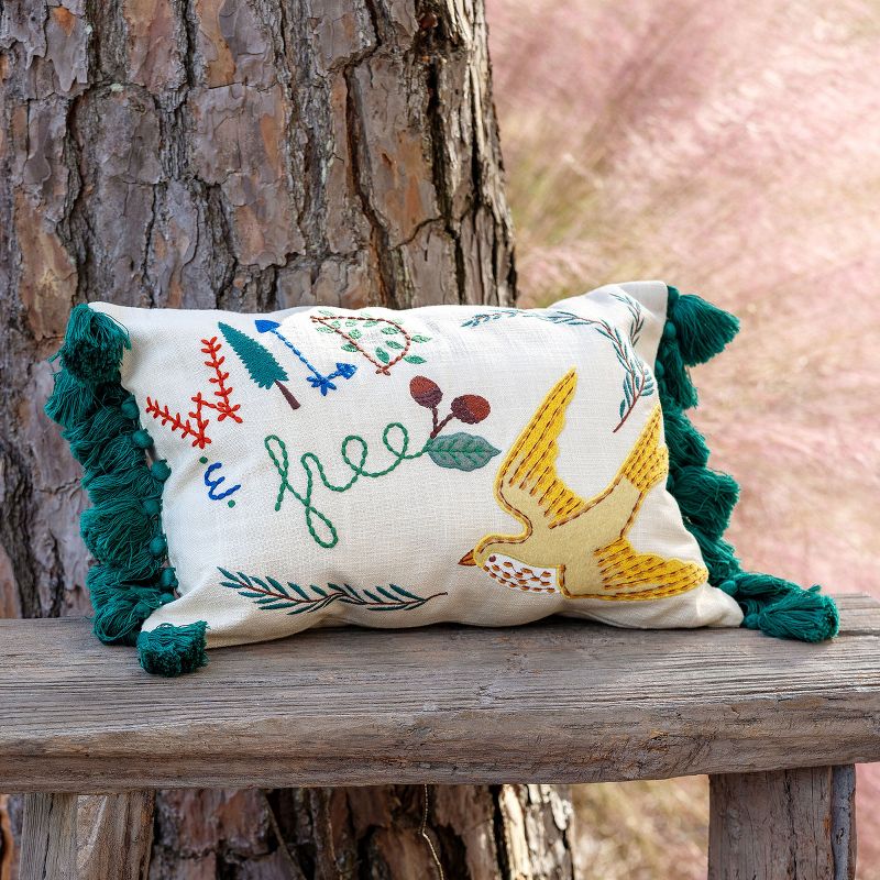 Park Hill Collection "Free" Bird Appliqued Cotton Pillow, 2 of 4