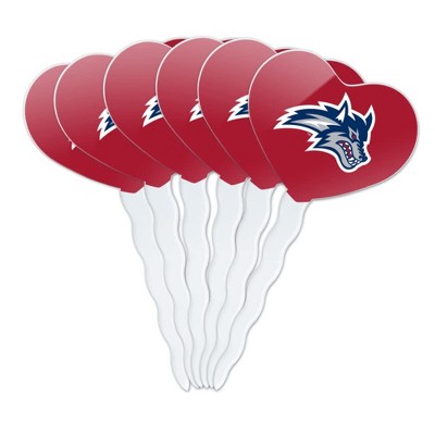 Stony Brook University Primary Logo Heart Love Cupcake Picks Toppers Decoration Set of 6