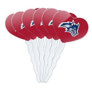 Stony Brook University Primary Logo Heart Love Cupcake Picks Toppers Decoration Set of 6 - 1 of 4