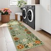 2' x 6' Green Floral Runner Rug, Washable, Low-Pile, Non-Slip, Stain-Resistant, Soft Foldable Ideal for Entryway, Laundry, Bathroom - 4 of 4