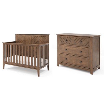 Child Craft Atwood Crib and Dresser Nursery Set, 2-Piece, Includes 4-in-1 Convertible Crib and 3-Drawer Dresser