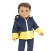 Sophia’s Two-Tone Jacket with Hood for 18" Boy Dolls, Navy/Yellow - 4 of 4