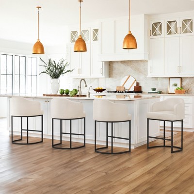 Arceso 4pcs Counter Height Bar Stools, Modern Counter Stools Upholstered Barstools, with Curved Backrest and Arms