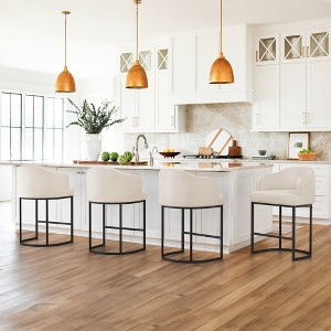 Arceso 4pcs Counter Height Bar Stools, Modern Counter Stools Upholstered Barstools, with Curved Backrest and Arms - 1 of 4