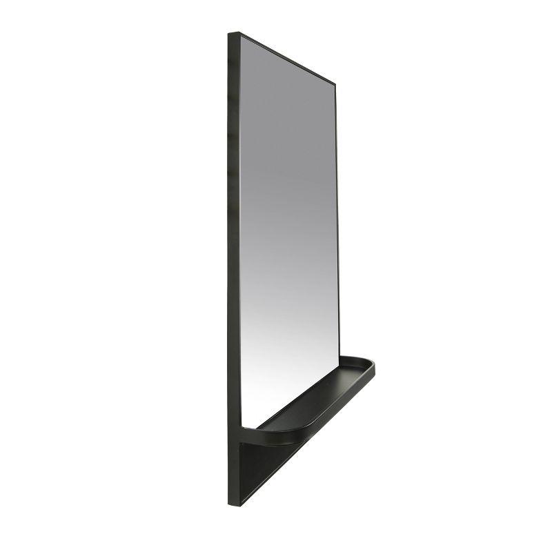 Storied Home Modern Metal Framed Wall Mirror with Shelf Matte Black, 2 of 6