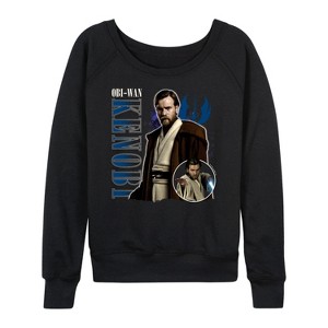 Women's - Star Wars - Obiwan Kenobi Collage Lightweight French Terry Wide Neck Long Sleeve Shirt - 1 of 4