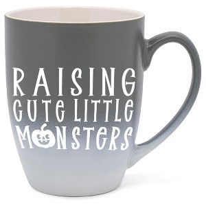 Elanze Designs Raising Little Monsters Two Toned Ombre Matte Grey and White 12 ounce Ceramic Stoneware Coffee Cup Mug - 1 of 4