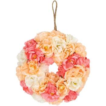 Northlight Artificial Peony Spring Floral Wreath - 8" - Pink and White