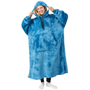 PAVILIA Faux Shearling Wearable Blanket Hoodie, Cozy Oversized Hooded Sweatshirt Adults, Warm Fleece Big Pocket - 1 of 4
