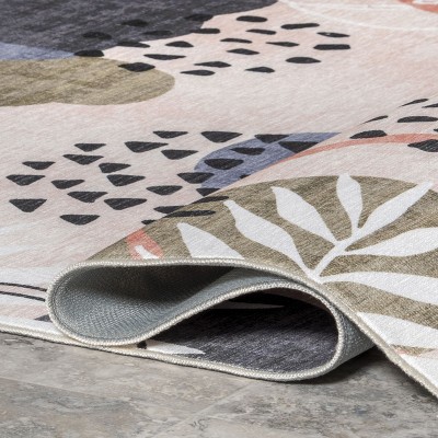 Abstract Multicolor Washable Synthetic Indoor/Outdoor Rug