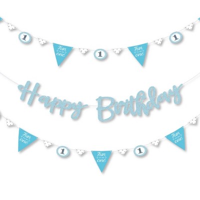 Big Dot of Happiness 1st Birthday Boy - Fun to be One - First Birthday Party Letter Banner Decor - 36 Banner Cutouts and Happy Birthday Banner Letters