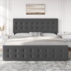 Bed Frame with 4 Storage Drawers and Linen Upholstered Headboard, Wooden Slats Support, Button Tufted Design, No Box Spring Needed - 4 of 4