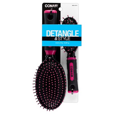 Conair Professional Full-Size & Mid-Size Nylon Cushion Hairbrush Set - Colors May Vary