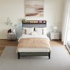 Linen Upholstered Bed Frame with LED Lights, Platform Bed Frame with Storage Headboard&Charging Station, Heavy Duty Metal Slats Support - 3 of 4