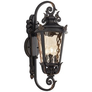 John Timberland Casa Marseille Vintage Rustic Outdoor Wall Light Fixture Veranda Bronze Ornate Scroll 31" Champagne Hammered Glass for Post Exterior - 1 of 4