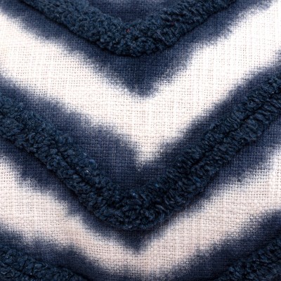 20" Blue and White Cotton Chevron Throw Pillow Cover