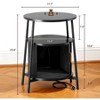 1PC/2PCS Fluted 2 Tiers Side Table Charging Station Round Storage Cabinet Mid Century Modern End Table Small Space Bedroom Living Room - 3 of 4