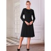 Hobemty Women's Pleated Neck Winter Long Sleeve A-Line Midi Dress - 2 of 4