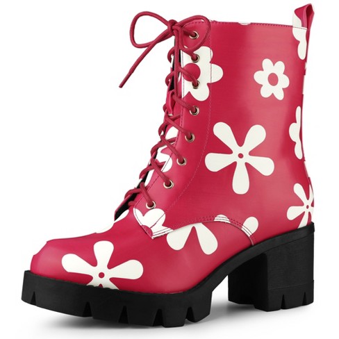 Womens pink combat boots sale