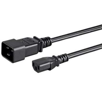 Monoprice 3-Prong Power Cord - 1 Feet - Black | IEC 60320 C20 to IEC 60320 C13, 14AWG, 15A, For Powering Computers, Monitors, and Other Essential