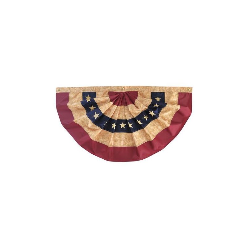 Briarwood Lane Tea Stained Embroidered Patriotic Bunting USA 72" x 36" Pleated Banner with Brass Grommets, 2 of 5