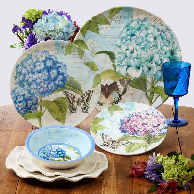 Farmhouse Round Dinner Plate-Hydrangea