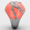 Slickblue Women's Stainless Steel Ring, Orange Band with Clear Crystal, Polished Finish, Sizes 5-10 - 4 of 4