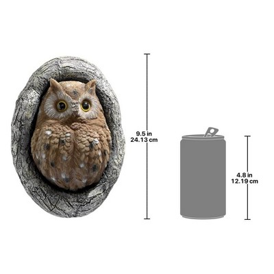 Hand-Painted Brown Resin Owl Tree Sculpture