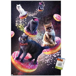 Trends International James Booker - Galaxy Space Cats Riding Donuts Unframed Wall Poster Prints - 1 of 4
